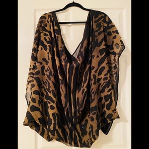 Alexander McQueen Animal Print Silk Cape Scarf